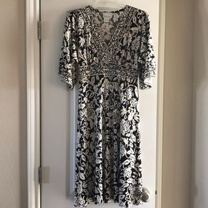 EUC Black and white floral print dress